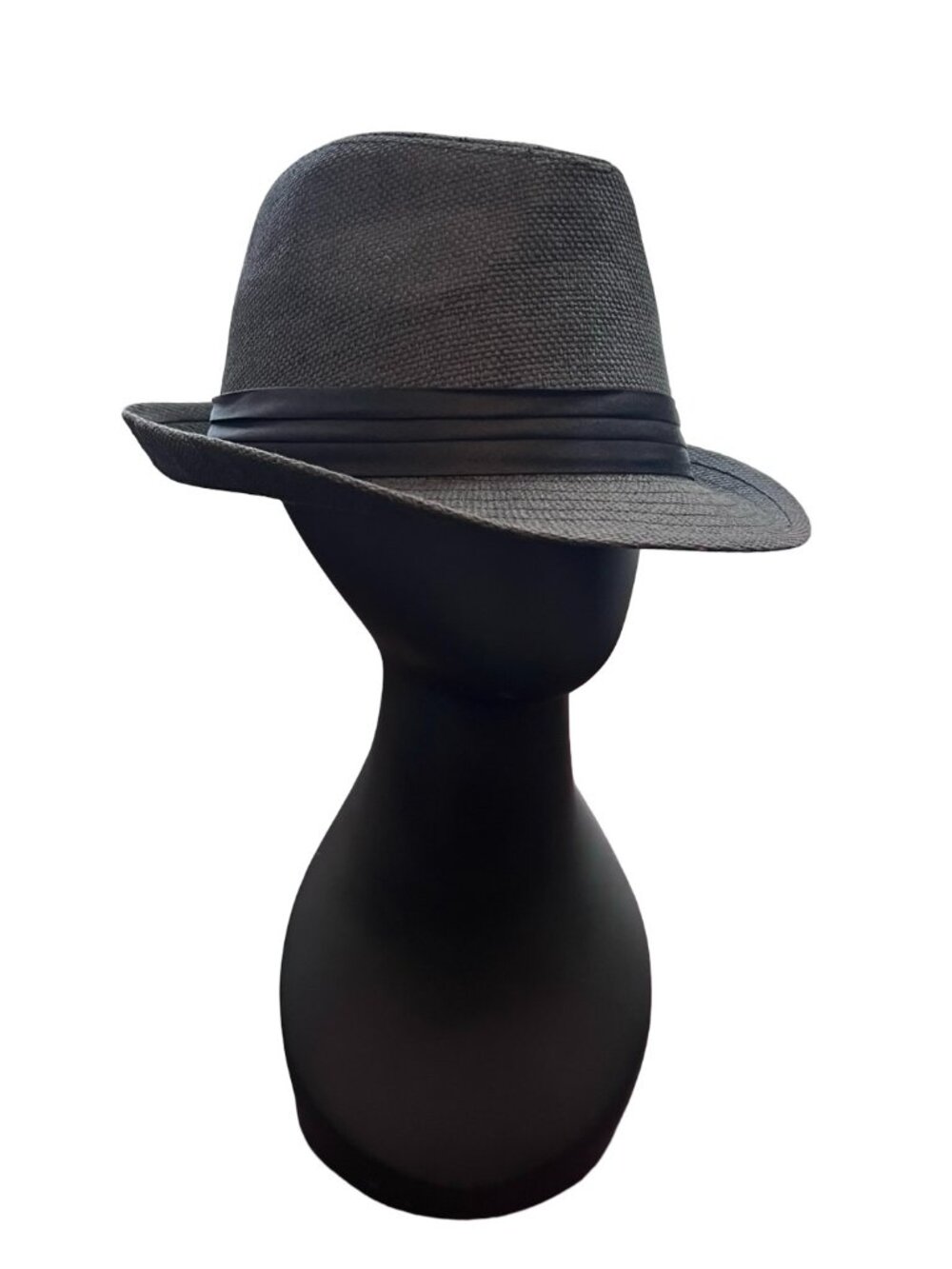 Capstar Charcoal Grey Paper Straw Fedora Hat 57cm Pleated Band Unisex